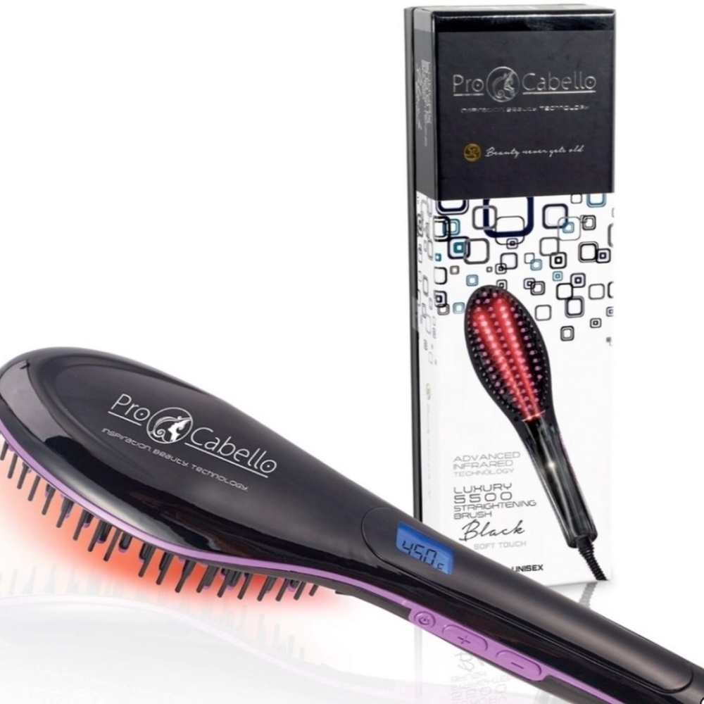 PRO CABELLO Black Luxury 5500 Hair Straightener Heated Brush